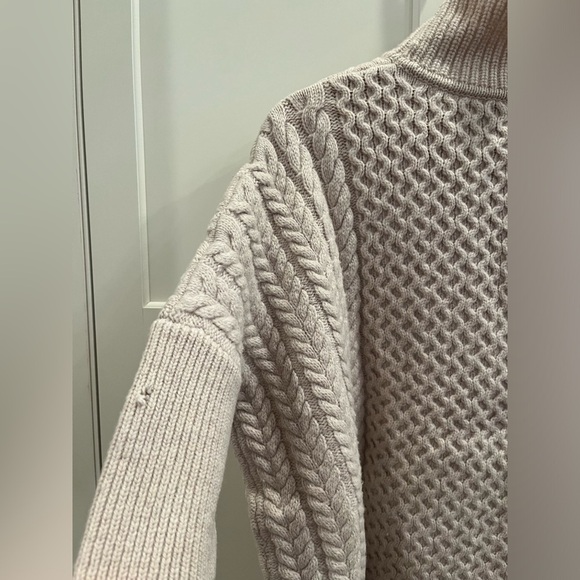 AYR Ivory Le Square Kable Knit Mock Neck Sweater Size Small 100% wool fisherman - Picture 7 of 10